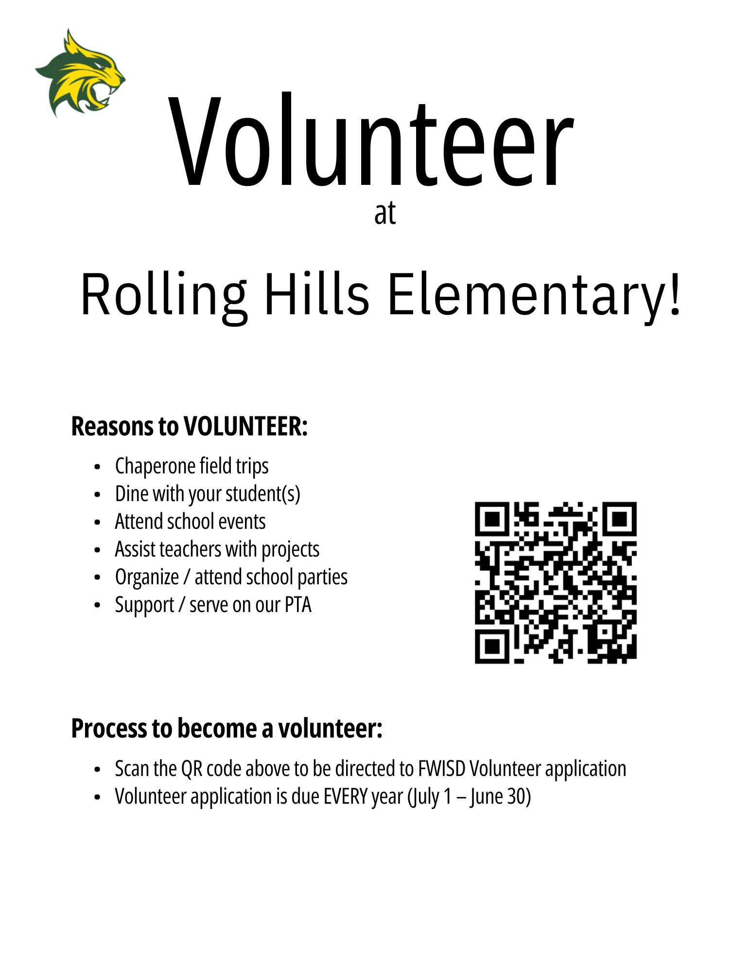  Apply to be a volunteer this school year!